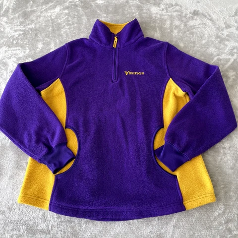 NFL Team Apparel Minnesota Vikings 1/4 Zip Fleece Pullover Women Medium Purple Cover