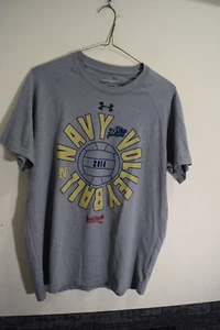 2014 USNA Naval Academy Navy NCAA D1 Volleyball SIGNED Gray T-shirt MENS S - Picture 1 of 17