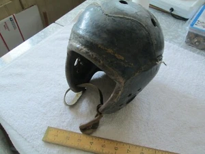 Vintage Leather Football Helmet w/Orig Chinstrap - Circa 30's/40's ?? - No. "X5" - Picture 1 of 12