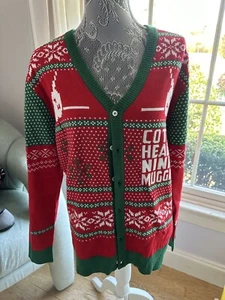 Elf Movie Sweater Ugly Christmas Cardigan Herren M Cotton Headed Ninny Muggin - Bild 1 von 8