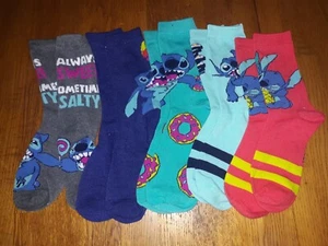5 PARES CALCETINES DISNEY LILO & STITCH ADOLESCENTES ADULTOS SE AJUSTAN A ZAPATOS 4-10 - Imagen 1 de 1