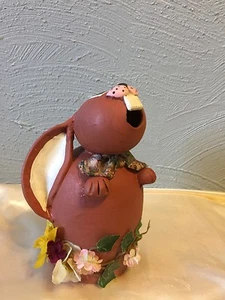 Vintage Pottery Folk Art "Easter" Bunny Coin Savings Bank 7 1/2" Tall - Picture 1 of 4