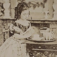 Asking Blessing Meal Preghiera Grazia Little Girl Vittoriano Foto Stereoscopia