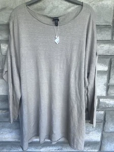 Eileen Fisher Tan Lightweight Sweater Organic Linen/cotton Large $270 - Picture 1 of 5