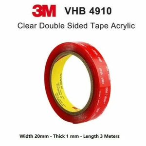 3M VHB 4910 Clear Double Side Self Adhesive Sticky Mounting Tape 20mm x 3 Meters - Picture 1 of 7