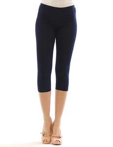 Capri Pants 3/4 Women Cotton Leggings Many Colors Sports Fitness DL24 - Picture 1 of 22