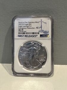 2021 NGC MS 70 EAGLE S $1  Eagle Landing T-2 Early Releases 999 Silver Coin
