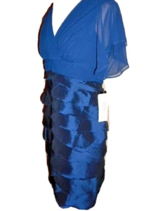 ADRIANNA PAPELL evening DRESS NEW &tags size 8 Petites blue sheath party stretch - Picture 1 of 7