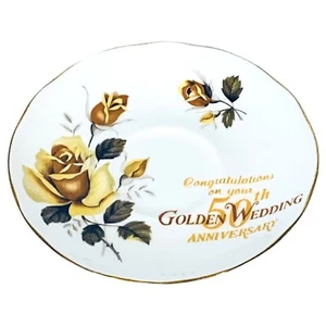 Herzogin England 50. Goldene Hochzeit Jubiläum Glückwunsch Blumen Untertasse - Bild 1 von 5