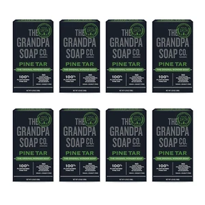 Grandpa Soap Pine Tar Bar (8pk) - Plant-Based Cleanser, Deodorizer, Moisturizer, - Picture 1 of 12