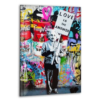 Banksy Einstein Graffiti Glass Wall Art - Image 1 of 4
