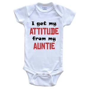 I Get My Attitude From My Auntie Funny Niece Nephew One Piece Baby Bodysuit - Picture 1 of 2