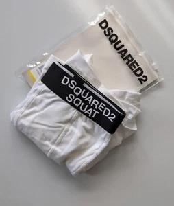 DSQUARED2 Squat White with Black Banding Stretch Cotton Boxer Trunks Size XXL - Picture 1 of 3