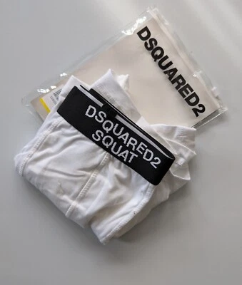 DSQUARED2 Squat White with Black Banding Stretch Cotton Boxer Trunks Size XXL - Image 1 of 3