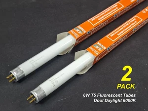 2 x 6W T5 Fluorescent Tubes Lamps 6000K Cool Daylight 226mm - Picture 1 of 2
