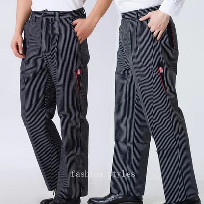 New Chef Pants Cook Kitchen Trousers Catering Work Baggy Elastic Waist Uniform - Image 1 of 4