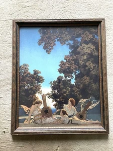 Antigua impresión Maxfield Parrish “The Lute Players, Interlude” Reinthal & Newman - Imagen 1 de 7