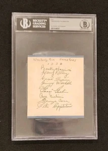 1938 Washington Senators Signed Cut Goose Goslin/Bucky Harris +6 Autograph BAS - Picture 1 of 3