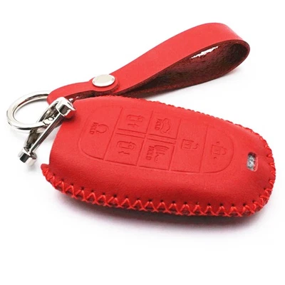 Red Leather Remote Key Fob Cover for Hyundai Sonata Nexo 2020 2021 7 Buttons - Image 1 of 4