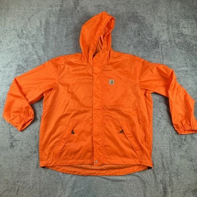 Carhartt Jacket Mens XL Orange Storm Defender Hooded Waterproof Workwear Nylon - Image 1 of 4