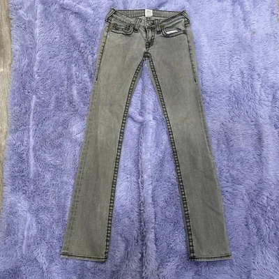 True Religion Women’s Gray Jeans With Black Stitching Size 26 - Image 1 of 4