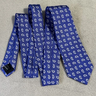 SUITSUPPLY Corbata Hombre Pura Seda Azul Claro con Contorno Paisley Blanco 3" Clásica Foto 1 de 4