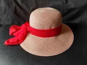 Hawkins Collection Ladies Hat Red/Cream - Picture 1 of 6