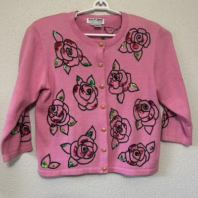 Jack B. Cárdigan rosa bordado Quick Petites - Pequeño Petite Glam Retro Foto 1 de 4
