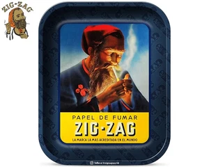 Bandeja enrollable grande vintage de metal azul en zig-zag - azul vintage 10 3/4" X 6 1/2" - Imagen 1 de 3