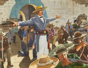 THE ALAMO TRAVIS THE CATTLE RAID JOHN WAYNE'S THE ALAMO KUNSTDRUCK - Bild 1 von 1