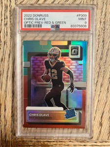 2022 Donruss Optic Preview Chris Olave Red & Green Prizm Rated Rookie RC PSA 9
