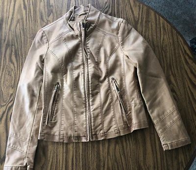 Chaqueta Big Chill Vintage Imitación Cuero Para Mujer Talla Pequeña Marrón Claro Foto 1 de 4