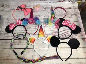 Mixed Lot of 10 Fun Headbands Girls Kids Unicorn Minnie Mouse Ears Bow Leopard - Picture 1 of 6