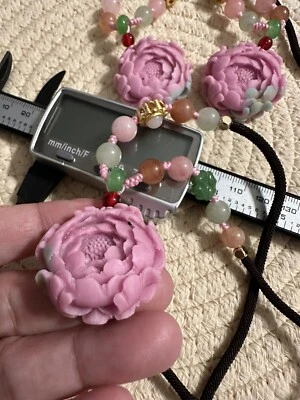 Collar Flor PEONÍA Cristal Ágata Yanyuan Rosa Foto 1 de 3