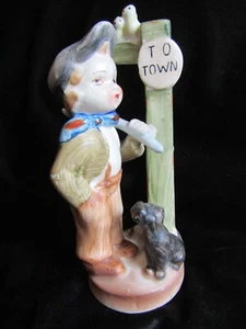 Hobo Boy Figurine 6 inch tall Dog Street Post Vintage Japan - Picture 1 of 12