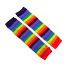 Fingerless Design Thumb Hole Knitted Warm Soft Gloves Arm Warmers Rainbow