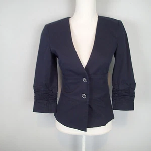 Patrizia Luca Milano xs Black Ruched Blazer Jacket 3/4 sleeve n7 - Picture 1 of 12