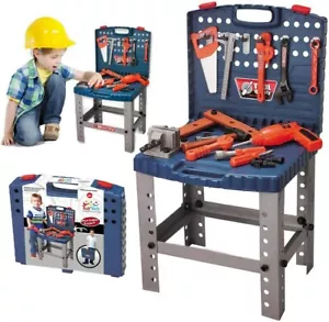 Banco da Lavoro Giocattolo per Bambini 68 Pezzi Attrezzi Realistici e Trapano Elettrico per Costruzioni - Foto 1 di 7