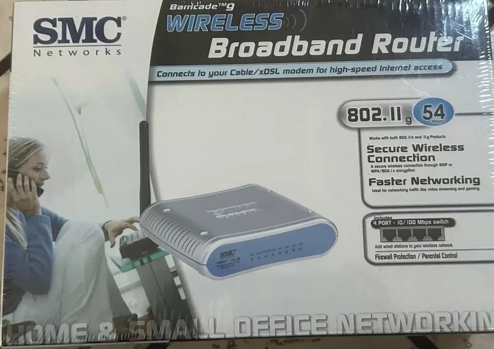 SMC Networks Barricade 4 Port Wireless Broadband Router SMCWBR14-G _802.11g - Image 1 of 1