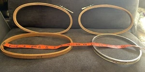 Vintage 3-Wooden Embroidery Oval Felt Hoops USA and 1-Round Metal w/Screw - Picture 1 of 5