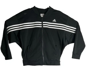 Adidas Jacket Youth Girl's Large (14) Full Zip Black Long Sleeve Athletic Casual - Picture 1 of 7