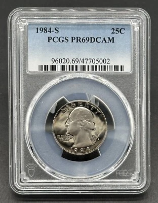 Stunning American 1984-S 25C Graded Washington Quarter Proof Coin PCGS PR69DCAM - Image 1 of 2