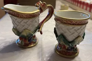 Fitz & Floyd Holiday Swan Ceramic Sugar Creamer Set - Picture 1 of 6