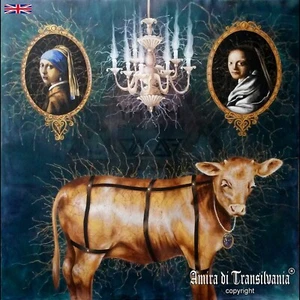 Golden Calf Veermer the Girl with the Pearl Earring Animal Portrait Art Painting - Picture 1 of 24