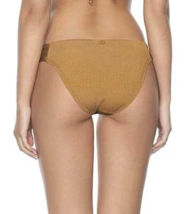 PARTE INFERIOR DE BIKINI HIPSTER PQ SWIM DORADO PERLA ACANALADO CORTE COMPLETO (M) NUEVO CON ETIQUETAS $72 - Imagen 1 de 6