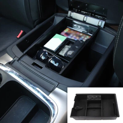 Caja de reposabrazos organizador de inserción de bandeja de almacenamiento para Dodge Ram 1500 2009-2018 negro Foto 1 de 4