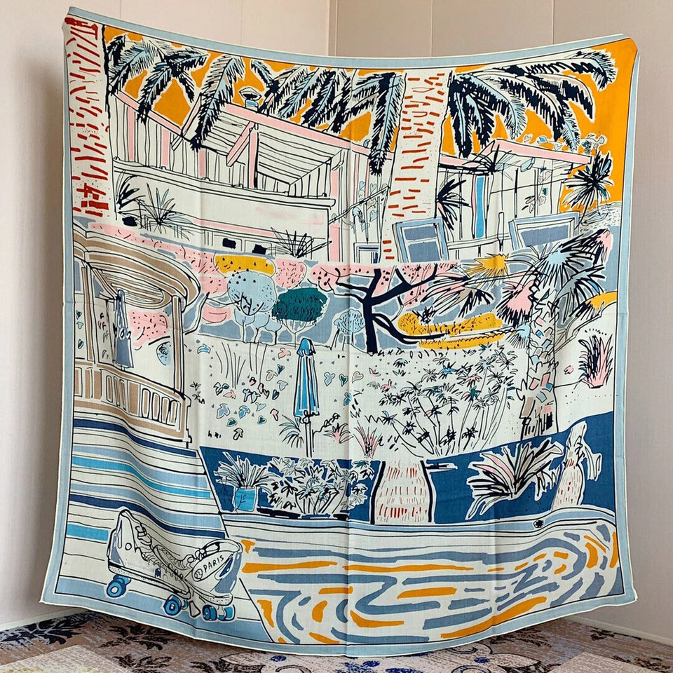 Bufanda de terciopelo, cachemir 140 bufanda cuadrada grande, bufanda de seda morera, para mujer Foto 1 de 4