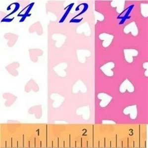 Basic Bright cotton Fabric - Hearts Pink Fabrics - By Half Yard - Picture 1 of 4