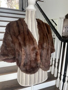 Vintage Lamson & Hubbard Nerz Pelz Capelet braun authentisch Mantel - Bild 1 von 12
