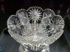 10" BOWL, Antique American Brilliant period cut Glass Crystal Oasis W C Anderson